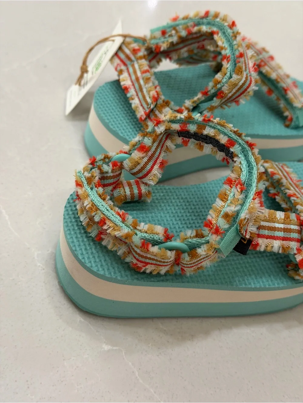 Teva Kids Midform Fray Platform Sandals Frazier Cascade Multi Size 8